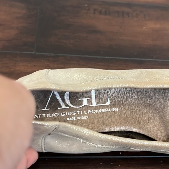 AGL Attilio Giusti Leombruni Snake skin Metallic Flats Cap Toe size EU41 US10.5 - Picture 9 of 13